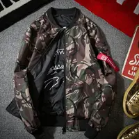 在飛比找樂天市場購物網優惠-空軍夾克 MA1外套-迷彩鯊魚印花兩面穿飛行員男軍裝外套4色