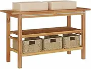Solid Wood Teak Bathroom Vanity Cabinet with Cream Marble Sinks Basin vidaXL