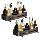 2X Black Wall Rack Kitchen Shower Shelf Organiser Storage Bathroom Caddy