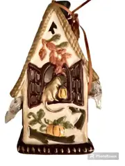 Blue Sky Clayworks Autumn Fall Harvest Kitty Cat Tea Light Candle House NWT