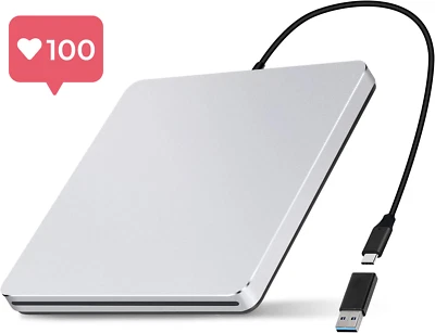 CD ROM External Drive DVD Player for Laptop, Slot-In CD DVD Drive External for M