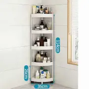 Wtempo 3/4/5 Layer Kitchen Storage Rack Triangle Movable Plastic Bathroom Shelf Wheels Space Saving Organizer white 5Tier