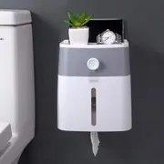 Wall Adhesive Toilet Paper Roll Holder Tissue Box with Storage Drawer