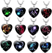 [WRITWAA] 12pcs Zodiac Necklace Heart Picture Necklace Neck Pendant Astrology Necklace Valentines Day Necklace Necklaces Pendant Black Pendant Collar Alloy