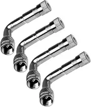 JECOMPRIS 4Pcs 90 Brass Valve Extension Adapter Tire Stem for Cars Trucks Motorcycles Durable Silver Design with Excellent Sealing Capacity