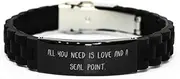 [Generic] All You Need is. Black Glidelock Clasp Bracelet, Seal Point Cat Engraved Bracelet, Useful Gifts For Seal Point Cat from Friends, Small, Silver Plated Zinc, Cubic Zirconia