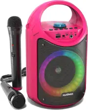 Karaoke Machine With Wireless Microphone, Portable Speaker Bluetooth LED Lights
