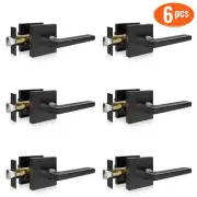 VEVOR Passage Door Handle, 6 Pack Matte Black Door Lever, Left or Right Handing