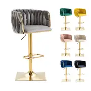SERENITà Modern Velvet Breakfast Bar Stools Swivel Barstools Adjustable Counter Stools with Backrest for Home Kitchen Bar Restaurant