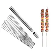 Stainless Steel Kabob Skewers for Grilling - Double Pronged Anti-Roll Flat BB...