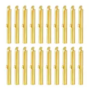 60Pcs Slide on End Clasps, 35mm Tube Ball Bead Slider Crimp Ends, Gold Tone