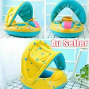 Baby Kids Inflatable Float Ring Seat Sunshade Boat Beach Swimming Pool Raft AU