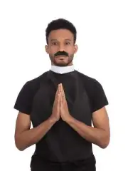 Vicar Kit Adults Fancy Dress Costume Accessory Kit Mens + Moustache Collar