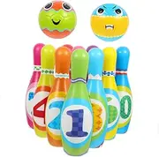 SUPVOX Pu Solid Boys and Girls Bowling Ball Toy Large Size 10 Colorful Balls 2 Piece Set for Boys and Girls Ages 7-14 Safe Material