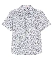 [La Coqueta] La Coqueta Francisco floral linen-blend shirt Y 6 blue