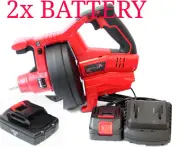 18V Rechargeable Cordless Drain Cleaner Snake Auger 25 Feet x 1/4" w/ 2x Battery