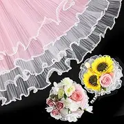 [Windspeed] 2 Pack Floral Wrapping Mesh Paper 4.37 Yard, Pearl Mesh for Floral Bouquet Wrapping Paper white and Pink Florist Supplies for Mother's Day Valentine's Day Florist Wedding Flower Packaging