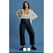 Anthropologie The Denim Colette Cropped Wide-Leg Jeans 30 Petite NEW