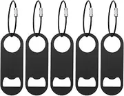 5 PACK Stainless Steel Flat Bottle Opener with Keychain- Bar Key-Beer Bottle Opener for Kitchen, Bar or Restaurant（Black）