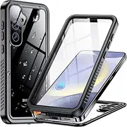 [Temdan] Designed for Samsung Galaxy S24 Case,Waterproof Built-in Lens & Screen Protector [Full Body Shockproof][Military Drop Proof][IP68 Underwater] Phone Case for Galaxy S24 5G-Black (2024)