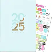 KINGTLE 2025 Daily Planner Diary, 2025 Weekly Planner A5 with Stickers, Journal Diary Notebook with Monthly Tabs, 312 Pages, Planner Journal with Bookmark for Writing Women and Men (Blue)