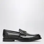 [Prada] Brushed leather moccasins in black 10 UK Black