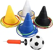 DECOMELODY Throwing Ring Game Backyard Cones Rounders Ring Toss for Lawn Soft Toss Rings Giant Ring Toss Throwing Outdoor Hoop Small Plastic