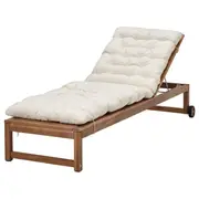 NÄMMARÖ sun lounger, outdoor light brown stained/Kuddarna beige