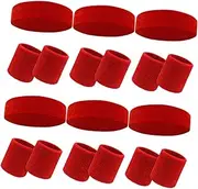 Yardwe 1 Set Wristband Headband Set Men Headband Face Wash Headband Hair Band for Man Hairband for Men Hair Bands for Men Wrist Sweat Bands Head Sweat Bands for Men Red Polyester