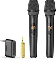 voijump Wireless Microphones, Professional UHF Dual Microphones for Karaoke, Wireless Dynamic Microphone System Set with Rechargeable Receiver,Plug and Play