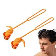 Earplugs for Swimming,Waterproof Earplugs Noise Reduction | Reusable Water Ear Plugs with Lanyard, Swim Accessories Hearing Protection for Adults Kids