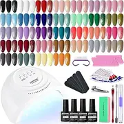 [JODSONE] Gel Nail Polish Kit with U V Light 36 PCS Classic Black and White Nude and Blue Purple Gel Polish Set with Manicure Tools Suitable for All Seasons Perfect Gifts for Manicure Lover