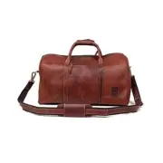 Vintage Buffalo Leather Duffle Bag | Weekend Travel Luggage Hickory Brown