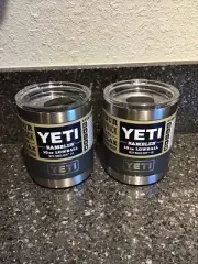 Yeti 10 Oz Lowball Rambler Cup Stainless Tumbler Set Charcoal Gray EDC Original