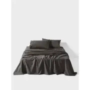 Linen House Queen Cotton Sateen Sheet w/ Pillowcase Set - Charcoal