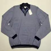 $188 BRAX Men's Quarter Zip Sweater XL X-LARGE COTTON Blend Ocean Blue STEFFEN
