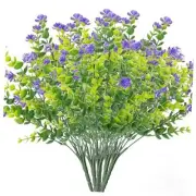 Artificial Flowers for Outdoors UV Resistant Fake 6 Bundles Purple&green