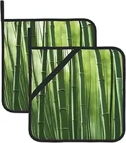 Spring Bamboo_ Potholders BBQ Pot Holders for Heat Resistant Potholder, Hot Pads,Cooking Baking(2-Pack)