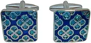 [Generic] Bassin and Brown Mens Four Petal Flower Cufflinks - Blue/Light Blue/Silver