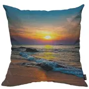 Sunset Over The Sea Cotton Linen Throw Pillow 18" x 18" (Pack of 1) Multi30