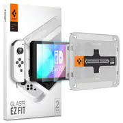 SPIGEN Nintendo Switch OLED Glass Screen Protector, Genuine Glas.tR EZ Fit Tempered Glass 2 Pcs for Nintendo