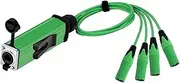 4 Channel 3-Pin Multi Network Snake Receiver to Single Ethercon Cable Box Extender-CAT5 Cable(D1003J-M-Green,2.9M)