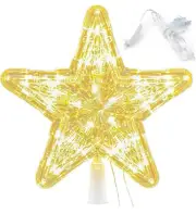 Christmas Tree Topper with 30 LED Lights, Crystal Gold Lighted Star Tree Topper