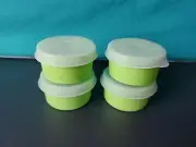 Tupperware Large Smidgets Dressing Container 1oz Set of 4 Green With Seal