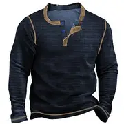 Men's Waffle Henley Shirt Tee Long Sleeve Shirt Plain Henley Outdoor Casual Long Sleeve Button Clothing Apparel Fashion Designer Comfortable