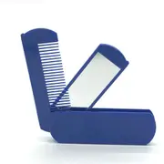 3PC 2 in 1 Folding Pocket Comb with Mirror for Grooming & Combing Hair Travel Portable Combs blue