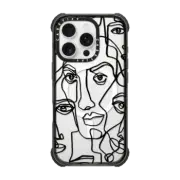 iPhone 16 Pro Ultra Impact Case MagSafe Compatible FACE MOSAIC SKETCH 4 CLEAR CASE IPHONE, ABSTRACT MINIMAL PEOPLE MEN ILLUSTRATION By Ebi Emporium
