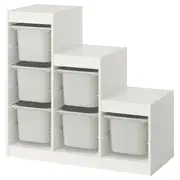 TROFAST storage combination with boxes, white/grey, 99x44x95 cm