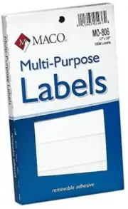 MACO White Oval Multi-Purpose Labels, 1/2 x 3/8 Inches, 1000 Per Box (MO-806)