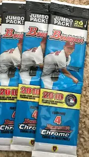 2010 Bowman Baseball Jumbo Rack Pack-3 Packs-Poss: 1st Card of Bryce Harper